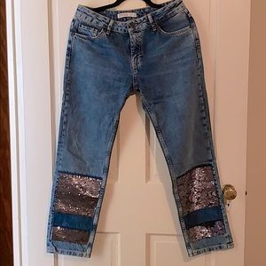 NWOT ZARA basics sequin boyfriend jeans
